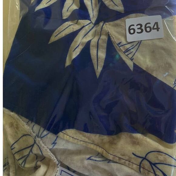 Island Style Large Rayon Dress Blue Yellow Short Sleeve Tie Back Rayon - Picture 7 of 7